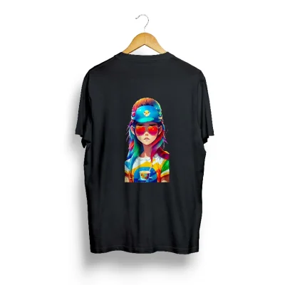 Women Printed Round Neck Pure Cotton Black T-Shirt