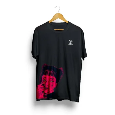 Women Printed Round Neck Pure Cotton Black T-Shirt