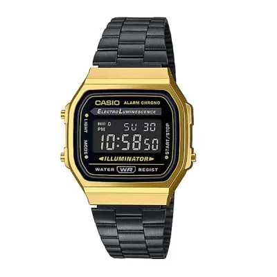 Casio A168WEGB-1BDF Vintage Illuminator Digital Golden Chain Watch