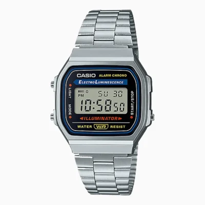 Casio A168WA-1WDF Vintage Illuminator Digital Silver Chain Watch