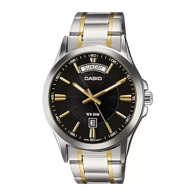 Casio MTP-1381G-1AVDF Enticer Day Date Two Tone Chain Wristwatch