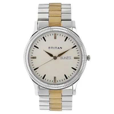 Buy Titan NS1650BM01 Men's Stainless Steel Strap Watch - Metal White Dial