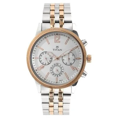 Buy Titan NS1734KM02 Men's Two-Tone Stainless Steel Bracelet Watch - White Dial