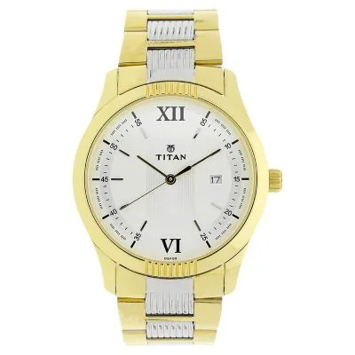 Buy Titan NS1739BM01 Men's Stainless Steel Strap Watch - White Dial
