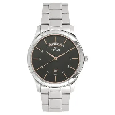 Buy Titan NS1767SM02 Men's Stainless Steel Strap Watch - Black Dial