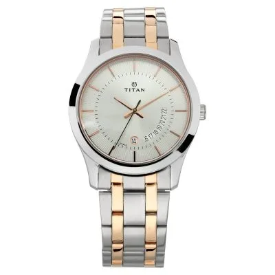 Buy Titan NS1823KM01 Men's Stainless Steel Strap Watch - Silver Dial
