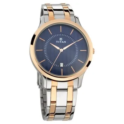 Buy Titan NS1825KM01 Men's Stainless Steel Strap Watch - Blue Dial