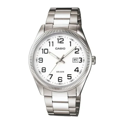 Buy Casio Enticer MTP-1302D-7BVDF Date Silver Chain Watch