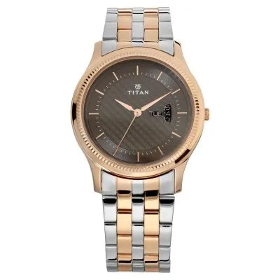 Buy Titan NN1824KM01 Men's Stainless Steel Strap Watch - Brown Dial