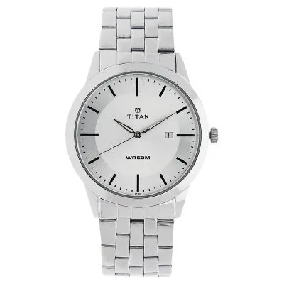 Buy Titan NS1584SM03 Men's Stainless Steel Strap Watch - White Dial