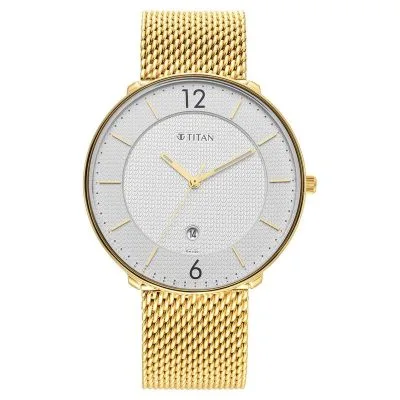 Buy Titan NS1849YM01 Men's Stainless Steel Strap Watch - Black and Gold