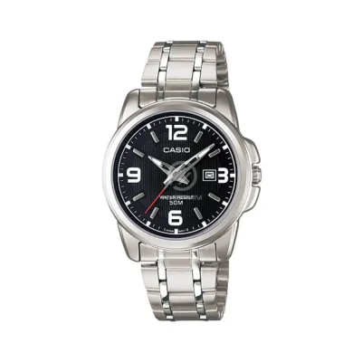 CASIO LTP-1314D-1AVDF ENTICER DATE SILVER LADIES CHAIN WATCH