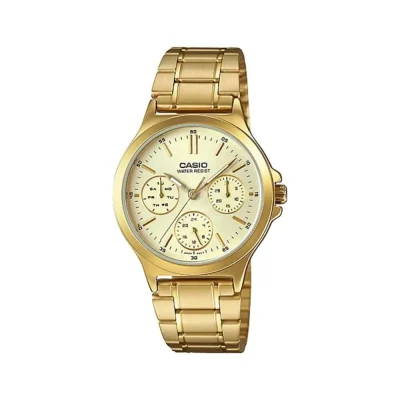 CASIO LTP-V300G-9AUDF ENTICER MULTIFUNCTION GOLDEN LADIES CHAIN WATCH
