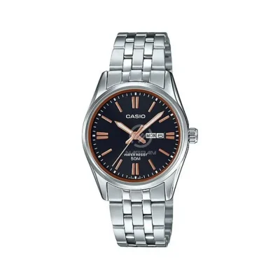 CASIO LTP-1335D-1A2VDF ENTICER DAY DATE LADIES CHAIN WATCH