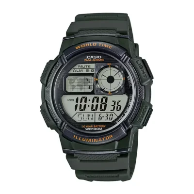 Casio AE-1000W-3AVDF Youth World Time Digital Resin Belt Watch