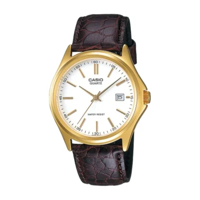 Casio MTP-1183Q-7ADF Enticer Date Golden Leather Belt Watch