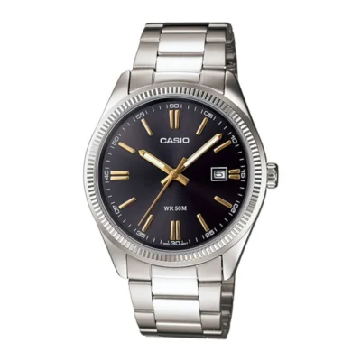 Casio MTP-1302D-1A2VDF Enticer Date Silver Chain Watch