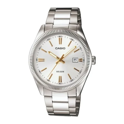 Casio MTP-1302D-7A2VDF Enticer Date Silver Chain Watch