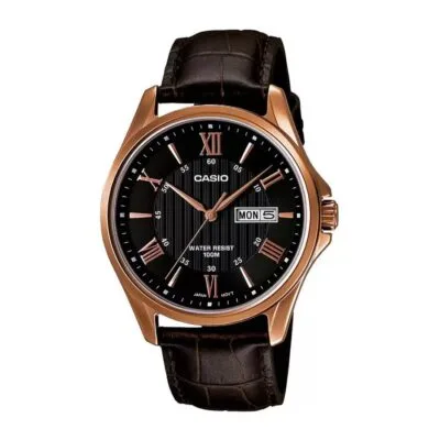 Casio MTP-1384L-1AVDF Enticer Rose Gold Leather Belt Watch